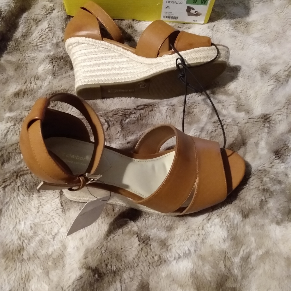 Liz Claiborne Women's Brown Strappy Wedge Sandals